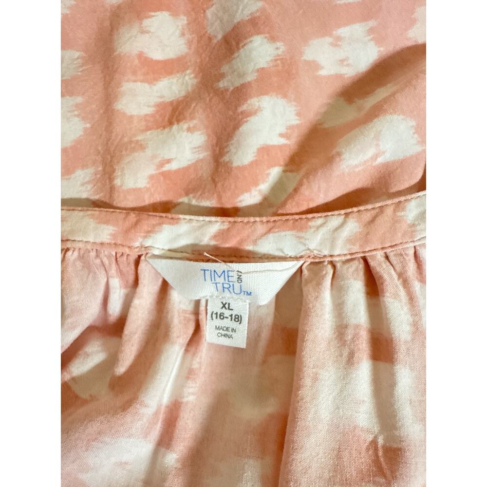 Time & Tru Women’s Boho Peasant Brushstroke Print Tie-Waist Dress in Pink Sz XL - Picture 8 of 9